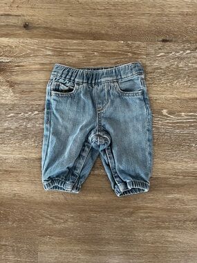 0-3 Month Baby Gap Stonewashed Jeans Snap Bottom Elastic Waistband Jogger